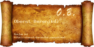 Oberst Bereniké névjegykártya
